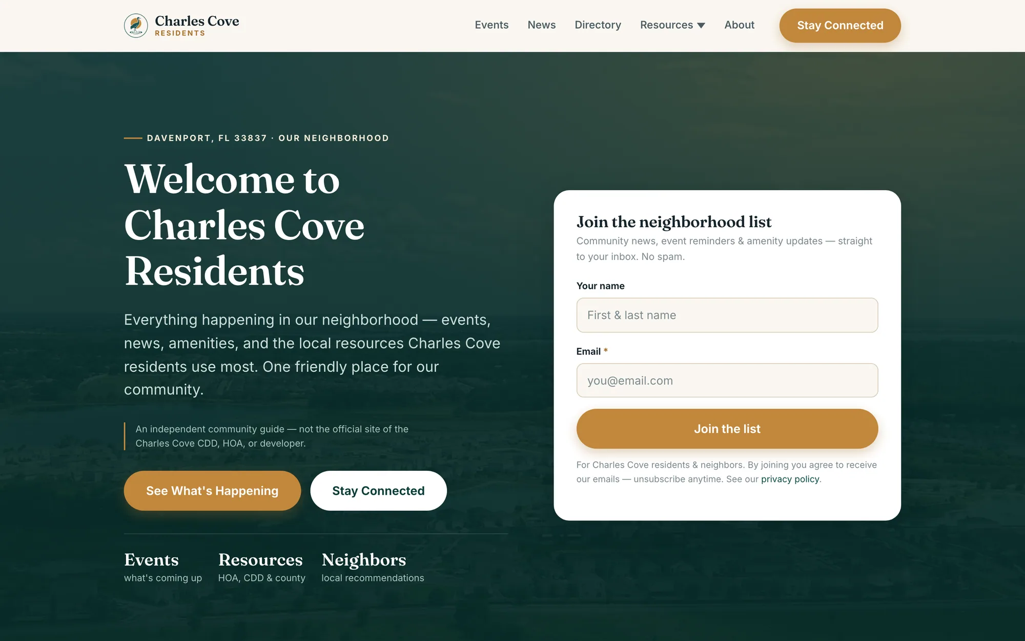 Charles Cove interface