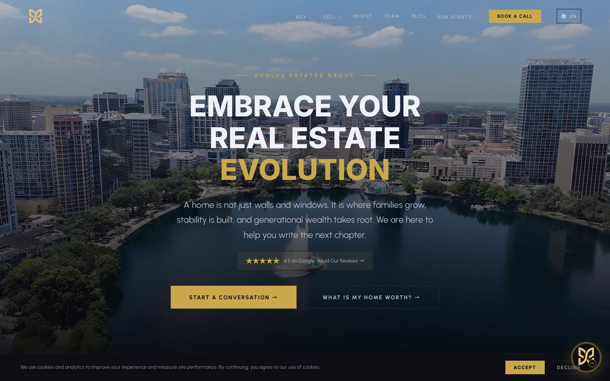 Evolve Estates Site interface